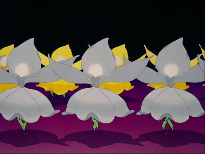 Nutcracker flower dancers from Fantasia, 1940 original production, production background.