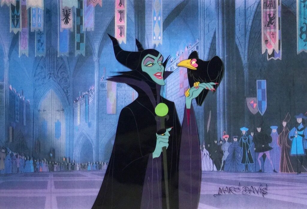 Maleficent and Diablo production cel signed Marc Davis