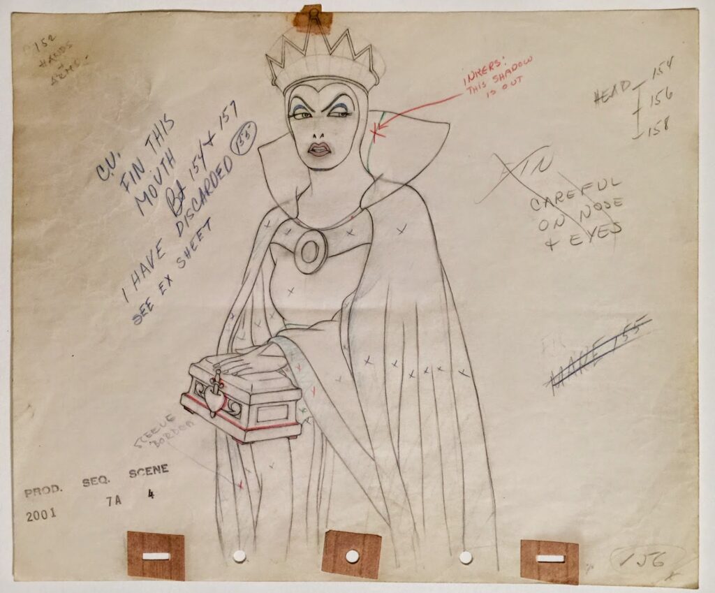 The Evil Queen from Snow White and the Seven Dwarfs, 1937 original production drawing.