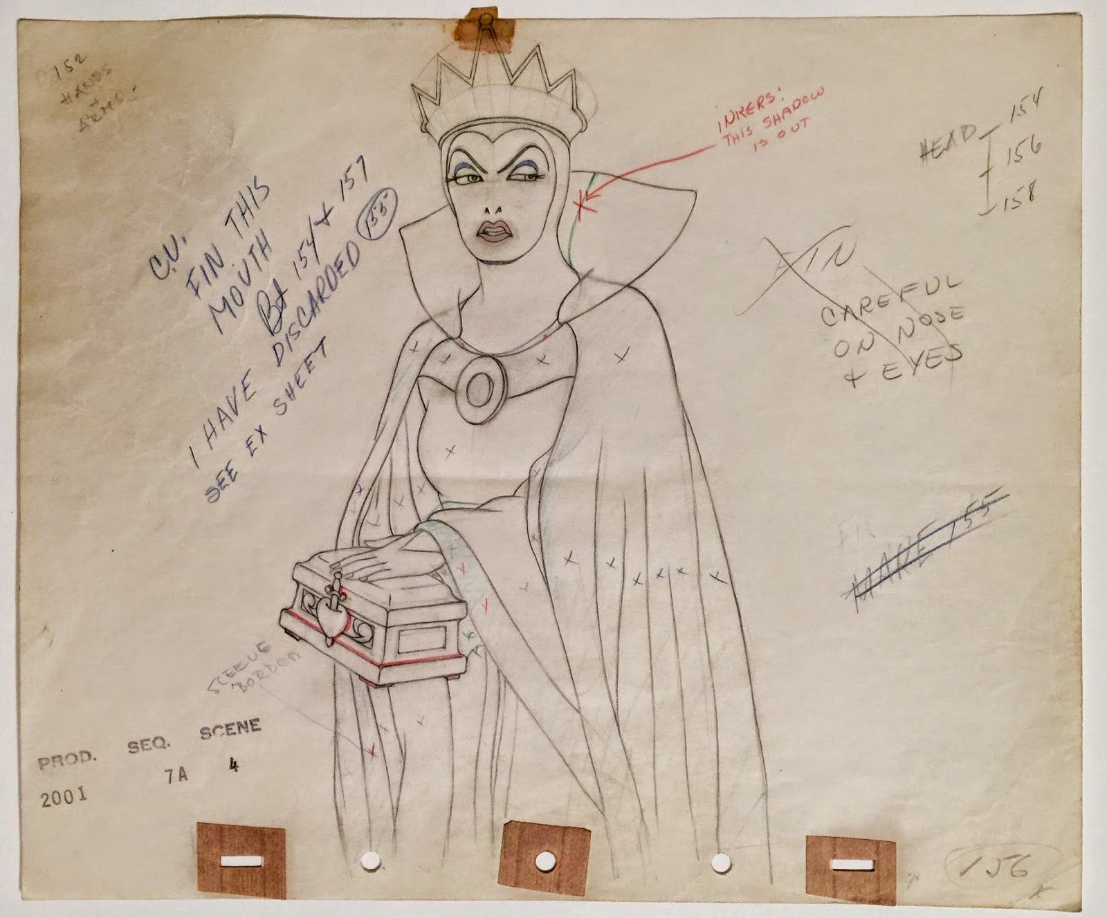 The Evil Queen from Snow White and the Seven Dwarfs, 1937 original production drawing.