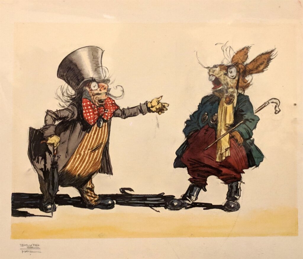 The Mad Hatter and March Hare concept painting by David Hall