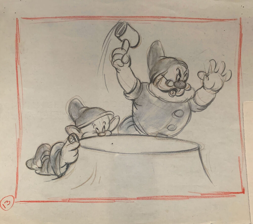 Doc original storyboard Snow White and the Seven Dwarfs 1937