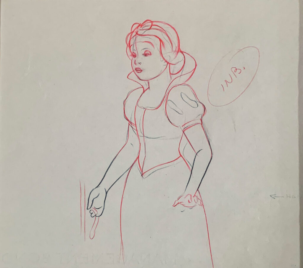 Snow White original production drawing from Snow White and the Seven Dwarfs, 1937