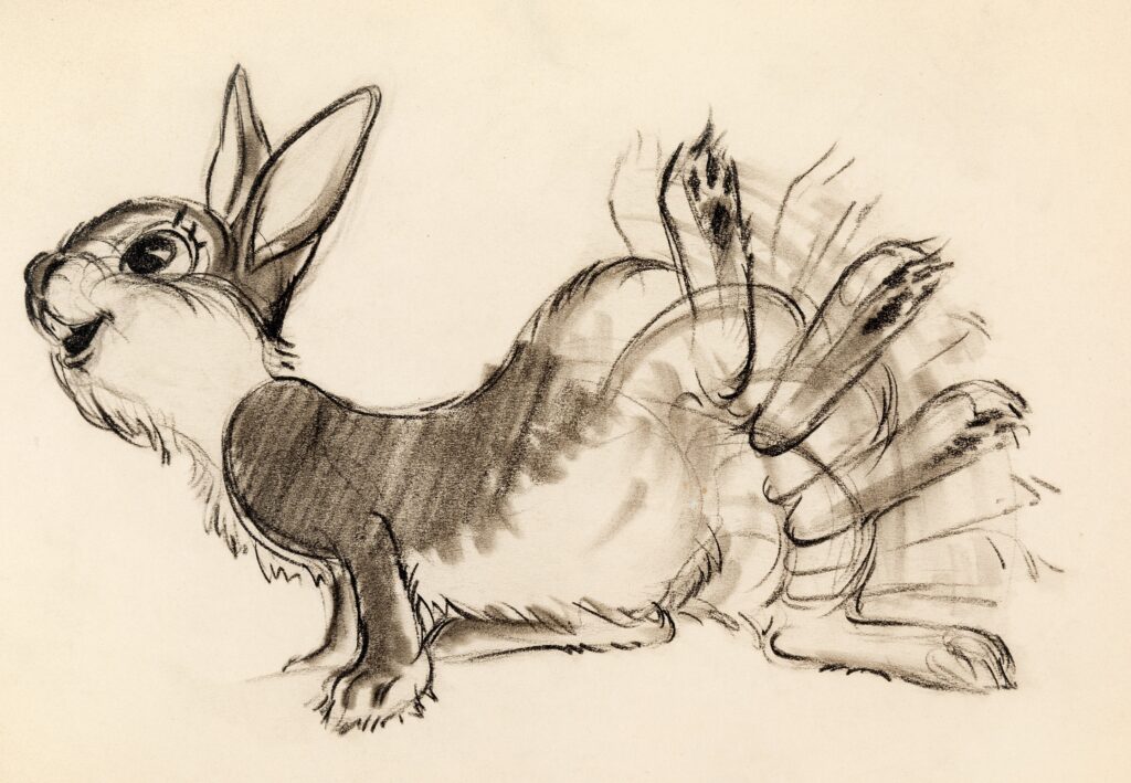 Thumper character study drawing by Disney director Marc Davis