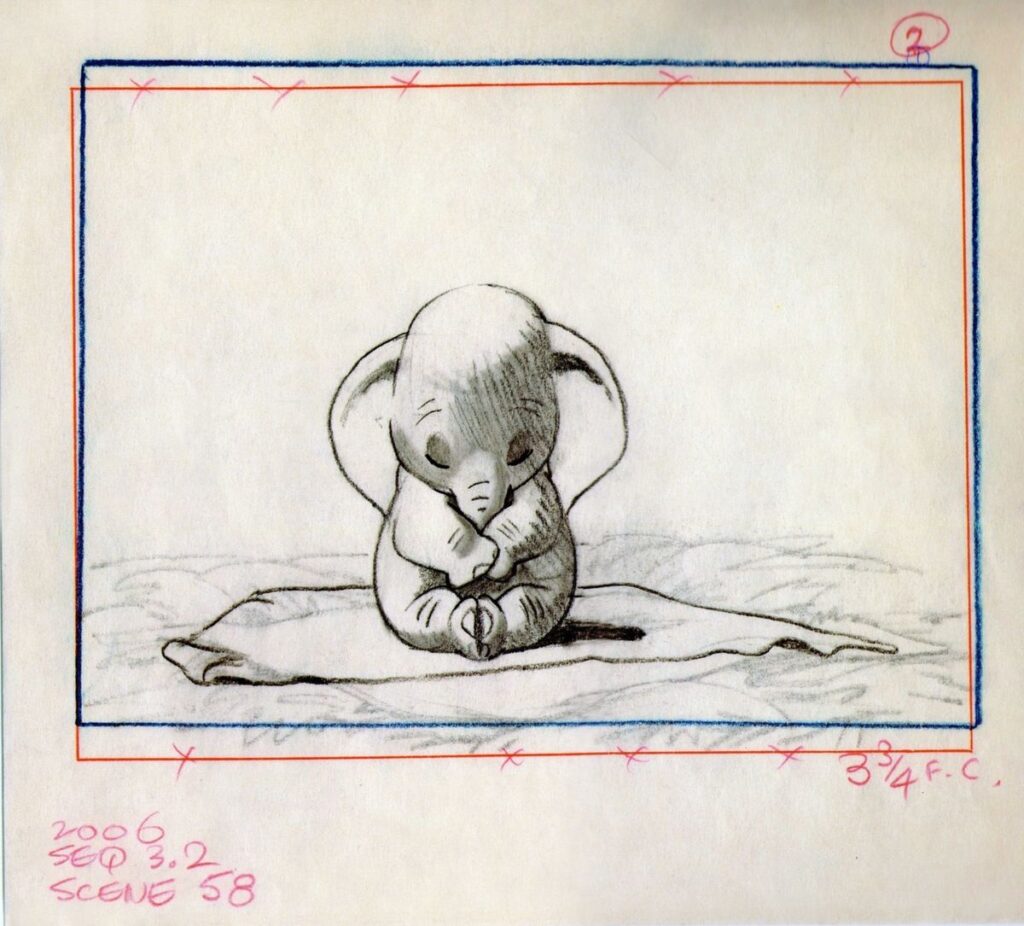 Dumbo original storyboard drawing from Dumbo, 1941