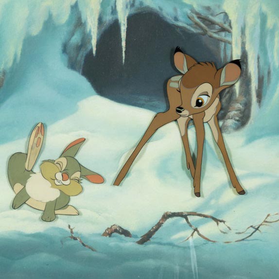 Bambi and Thumper production cel, production background