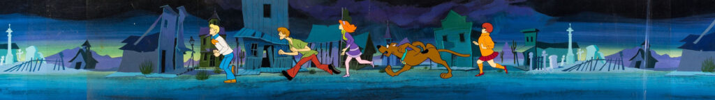 The Scooby Doo Gang 1969 production cel, pan production background