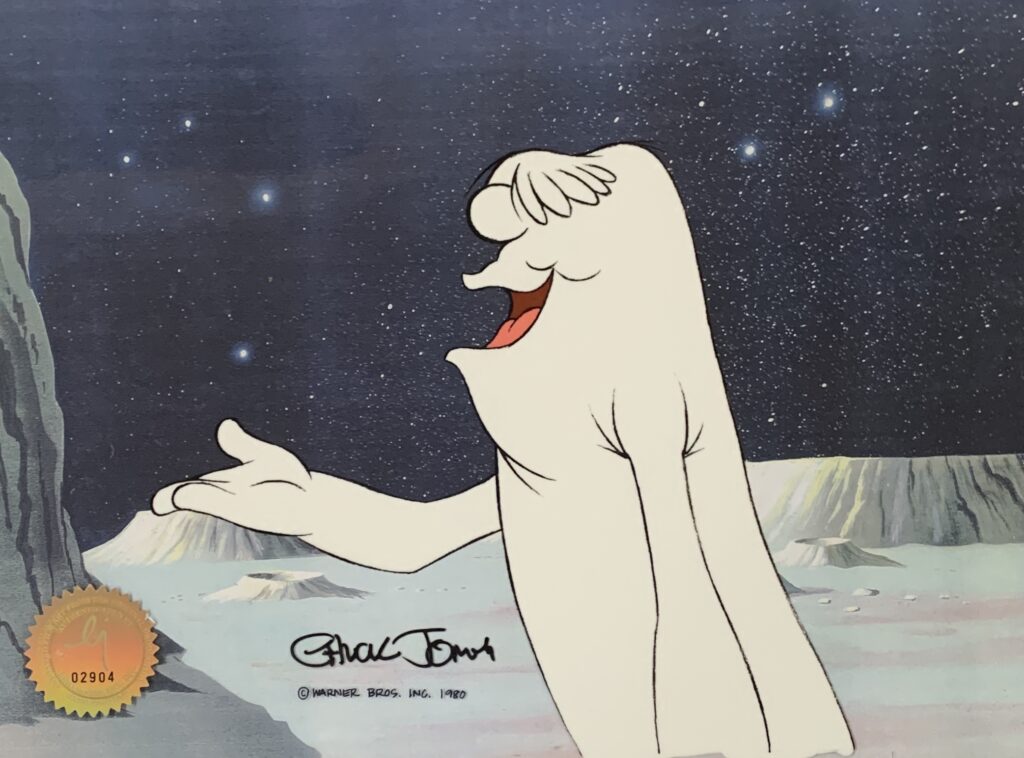 Hugo, the abominable snowman from Duck Dodgers and the return of the 24 ½ Century, 1980 original production cel signed by Chuck Jones $1350.00