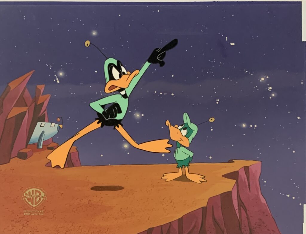 Daffy Duck and Duck Dodgers Jr from Return to ACME Acres Zone, 1991 original production cel $995.00