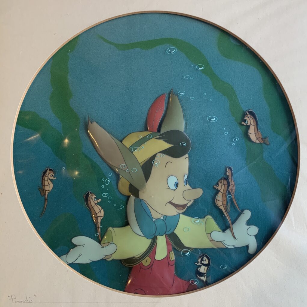 Pinocchio from Pinocchio, 1940 original production cel, Courvoisier background $5975.00