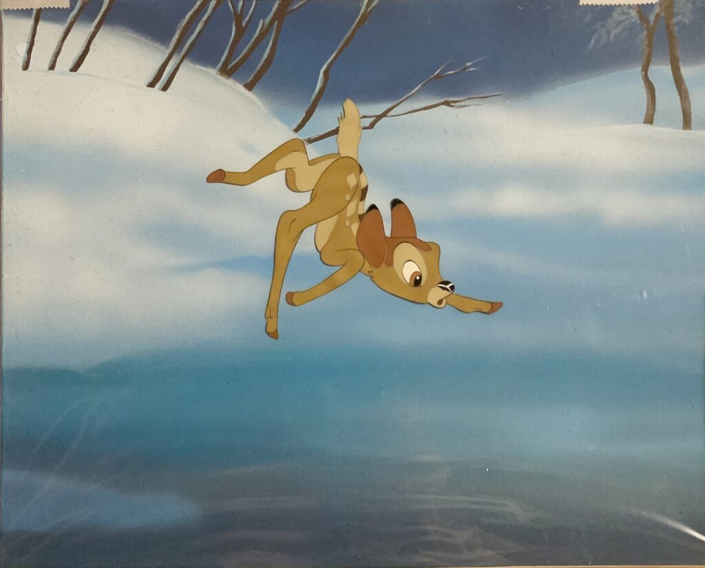 Bambi from Bambi, 1942 original production cel, custom hand painted background $5500.00