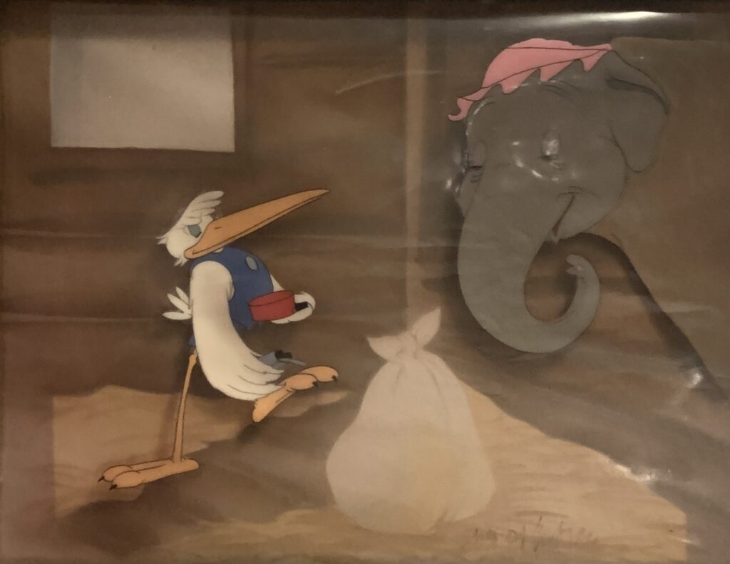 Mrs. Jumbo and Stork from Dumbo, 1941 original production cel